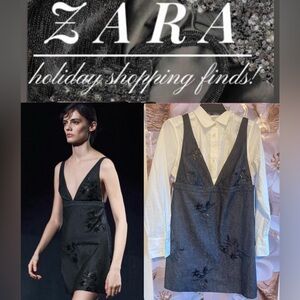 Zara Black Dress with Floral Details